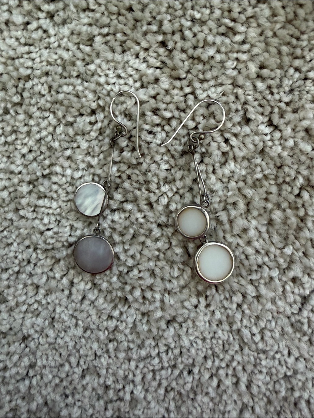 Silver Double-Drop Mother-of-Pearl Earrings - White